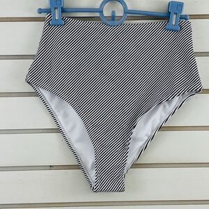 Womens S‎ Cupshe Swim Bottoms Black White Stripe High Waist